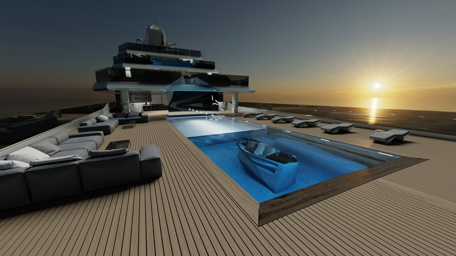 megayacht Equilibrium superyacht concept pool 2560x1440